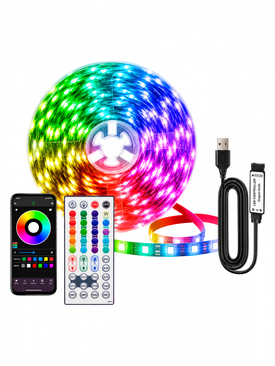 Светодиодная лента с USB контроллером Bluetooth 5 метров Огонёк OG-LDL52